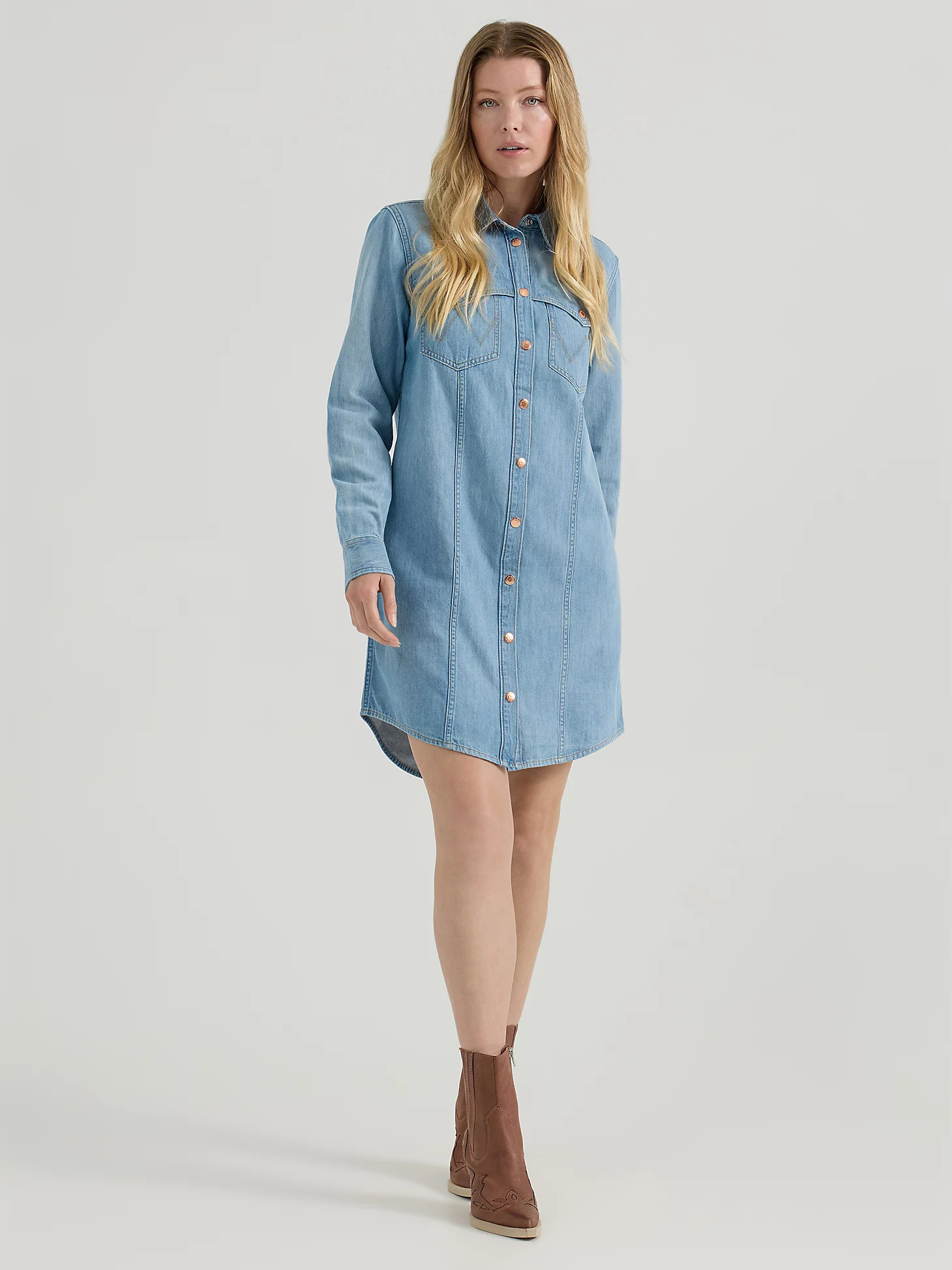 Women's Denim Dress in Sky Blue | Wrangler