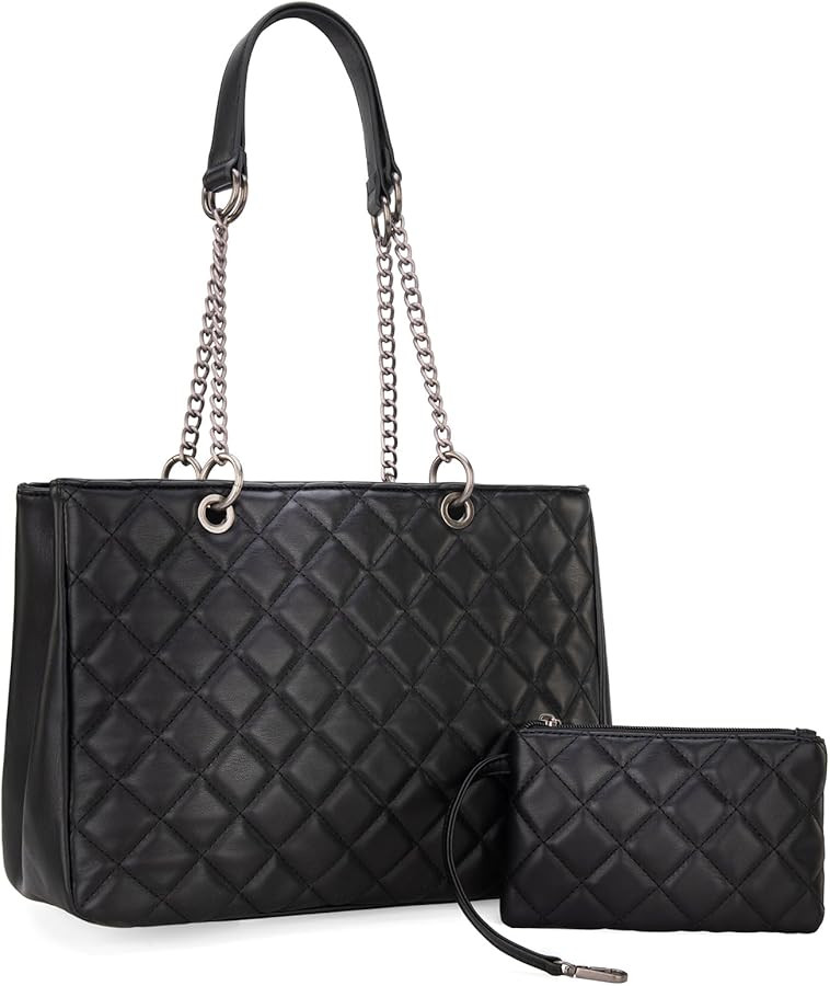 Montana West Handbags Quilted Tote Bag for Women Chain Shoulder Bag 2Pcs Set | Amazon (US)