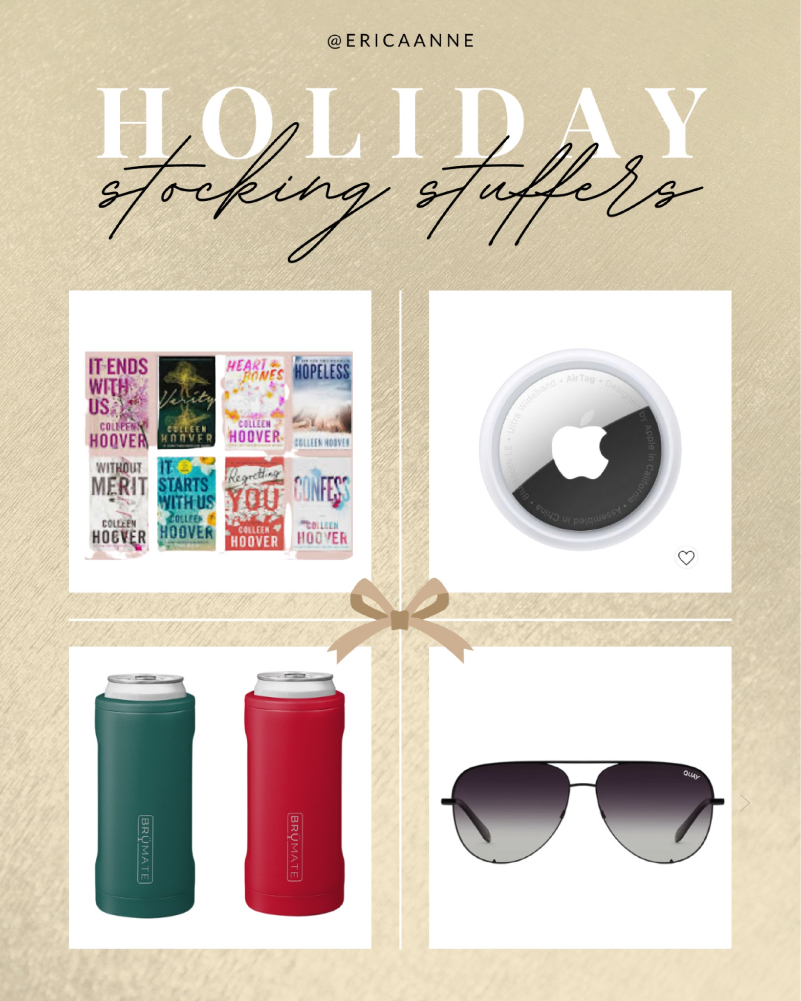 A few of my favorite stocking stuffers. Colleen Hoover books, Apple airtag, BruMate, quay sunglasses

#LTKU #LTKHoliday #LTKhome