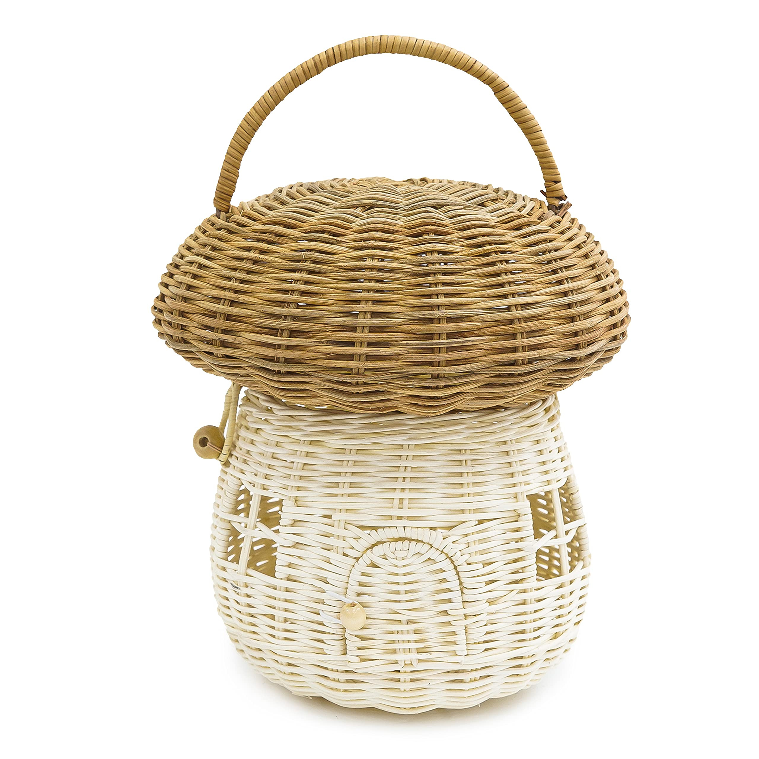 KOLWOVEN Mushroom Rattan Storage Basket with Lid - Mouse in a Box House- Small Doll house- Decora... | Amazon (US)
