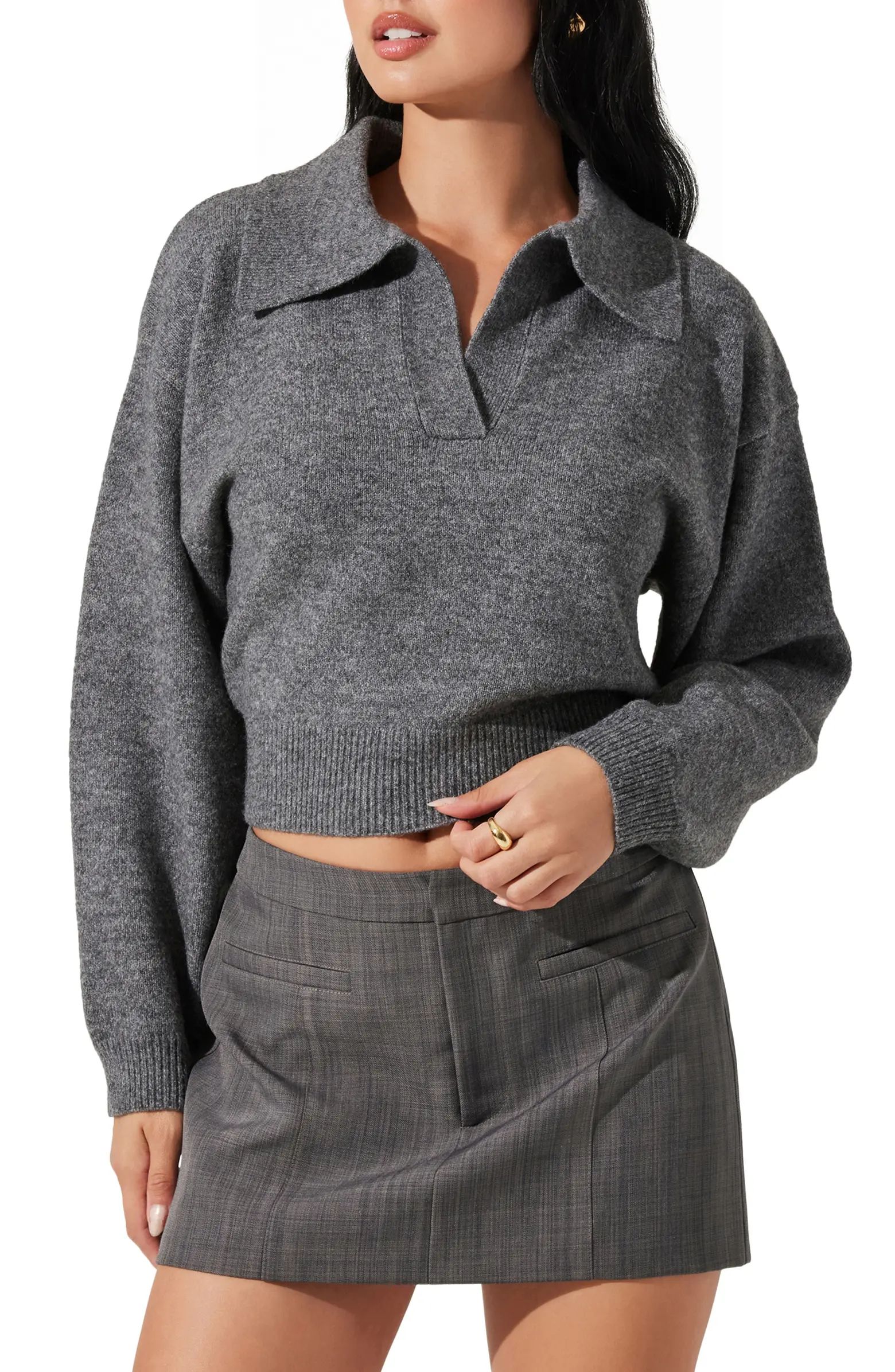 ASTR the Label Crop Polo Sweater | Nordstrom | Nordstrom