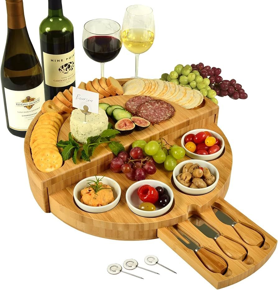 Picnic at Ascot Deluxe Bamboo Cheese/Charcuterie Board with Accessories & Cheese Markers - Innova... | Amazon (US)
