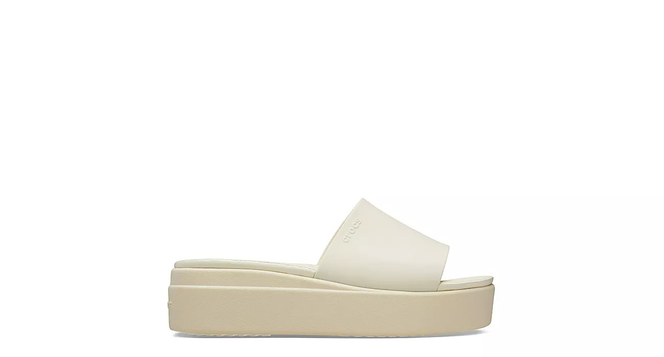 Crocs Womens Brooklyn Slide Low Wedge Sandal - Bone | Rack Room Shoes