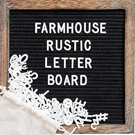Rustic Wood Frame Black Felt Letter Board 10x10 inch. Precut White & Gold Letters, Script Cursive Wo | Amazon (US)