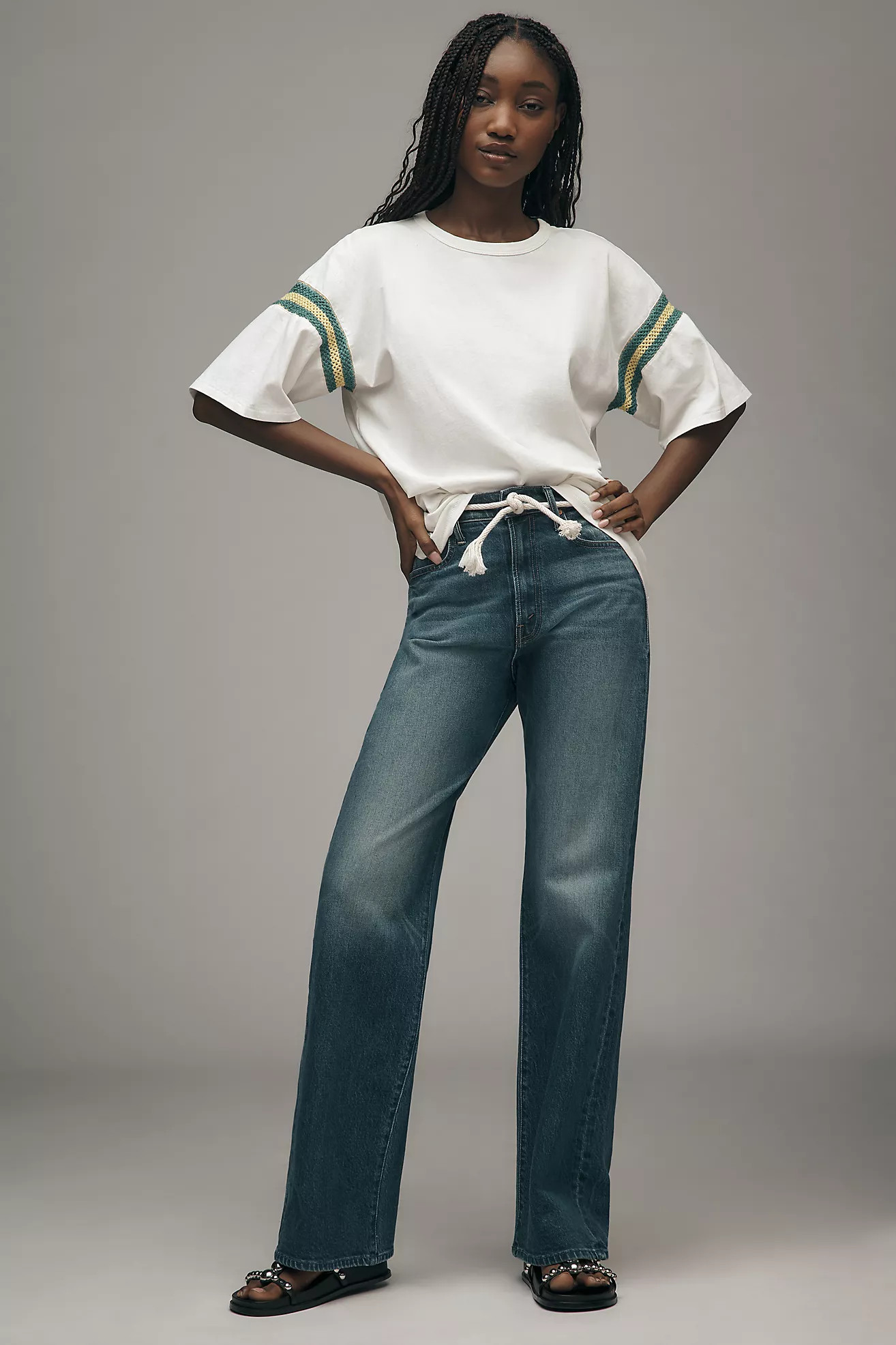 MOTHER The Lasso Sneak High-Rise Wide-Leg Jeans | Anthropologie (US)