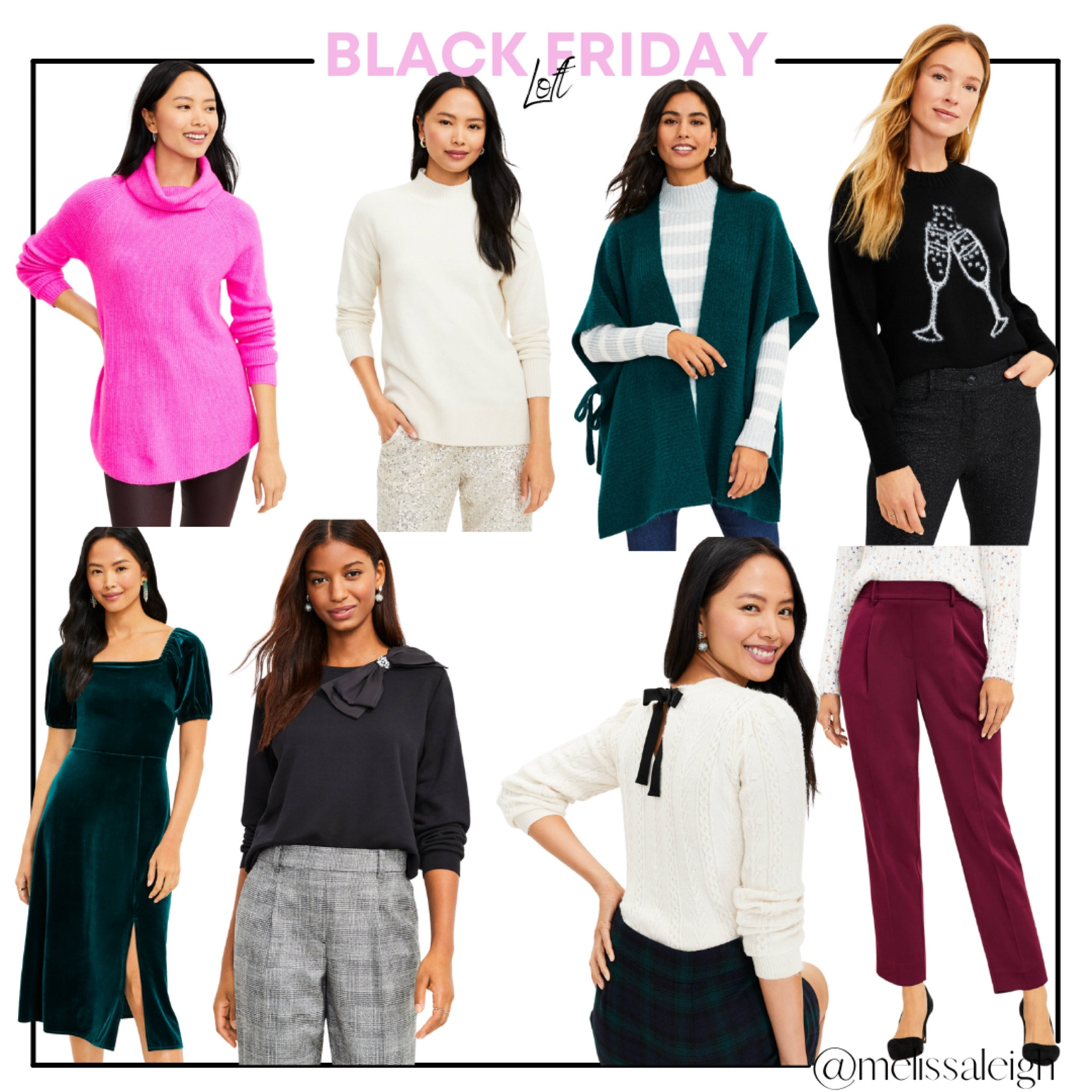 Black Friday - loft 50% off entire site + extra 15% off entire purchase - holiday outfit, holiday party, holiday wedding guest, holiday dress - turtleneck tunic sweater, ribbed wrap, champagne graphic sweater, satin pants, velvet dress, bow sweater, mockneck sweater 

#LTKCyberweek #LTKwedding #LTKHoliday