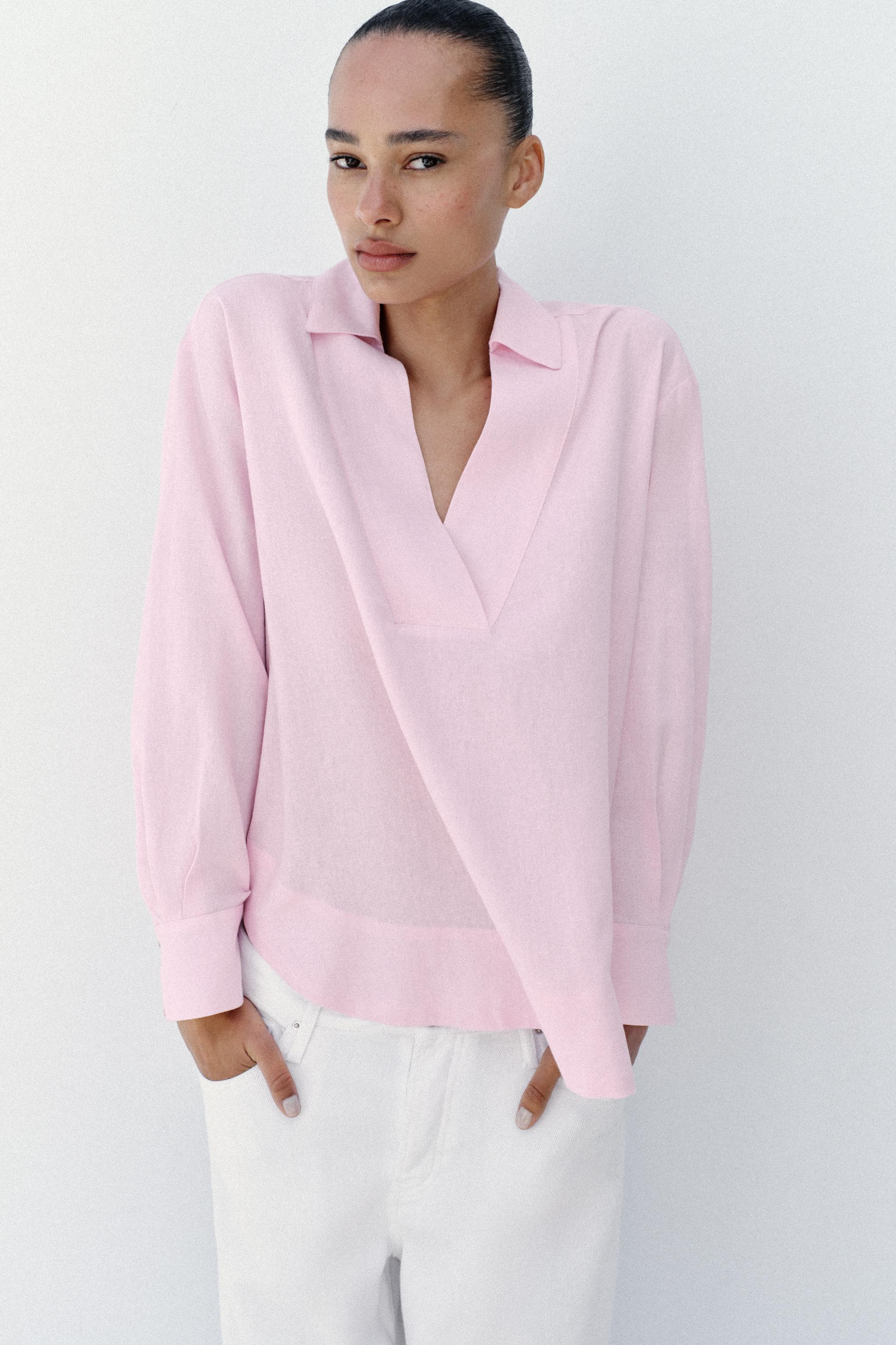 OVERSIZE LINEN BLEND BLOUSE | Zara UK