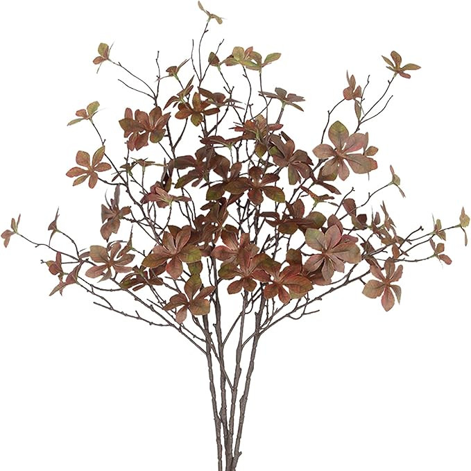 CISDUEO 4 Pcs Artificial Fall Leaves Stem Plants Fall Floral Stems Fake Leaves Silk Faux Fall Gre... | Amazon (US)