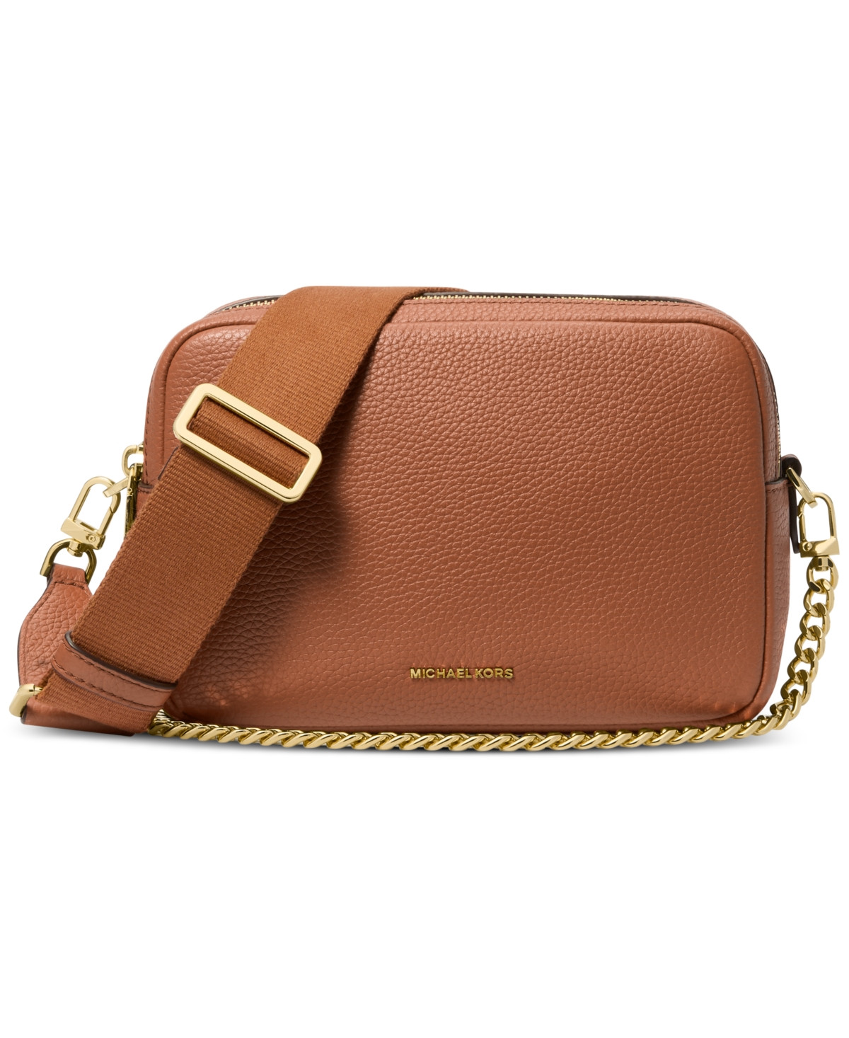 Michael Kors Bryant Medium Leather Double Zip Chain Camera Crossbody - Luggage | Macy's