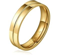 NOKMIT 5mm 14K Gold Filled Rings for Women Girls Wedding Band Dainty Thick Thumb Ring Couple Anni... | Amazon (US)