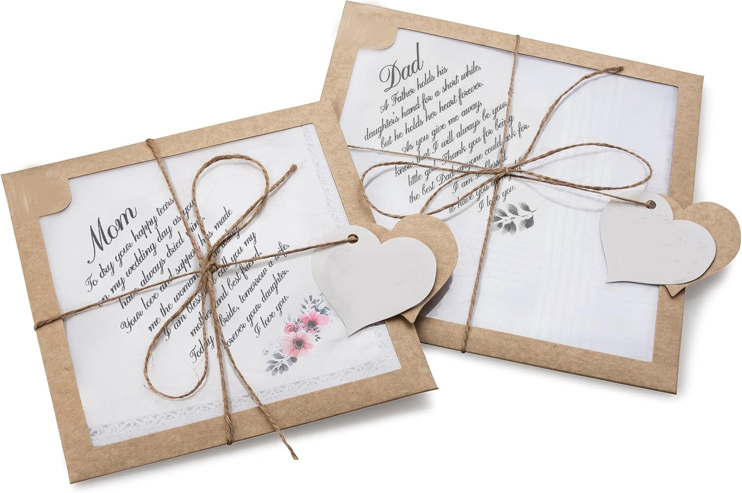 W&F GIFT Mother and Father of The Bride Gifts | Wedding Gift Handkerchief Set For Parents of The ... | Amazon (US)