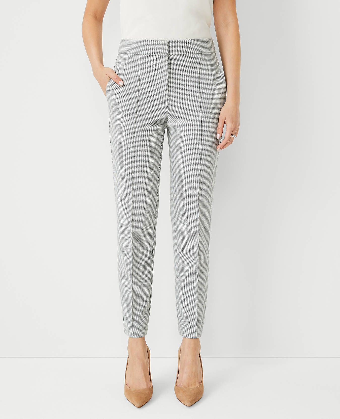The High Waist Slim Ankle Pant in Houndstooth | Ann Taylor (US)