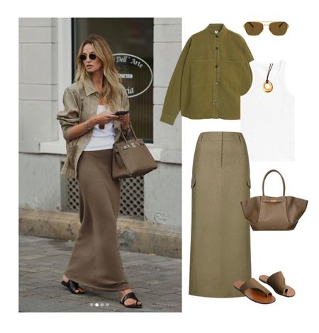 How to look chic when it’s nearly autumn but still summery ?
Toss a shacket over a white tank, with a chic midi skirt . Slip into flat sandals & grab a gorgeous designer bag on the same colour tones . Done ! Now you can steal her style , shop the look from luxe to less below 

#LTKSeasonal #LTKstyletip #LTKaustralia