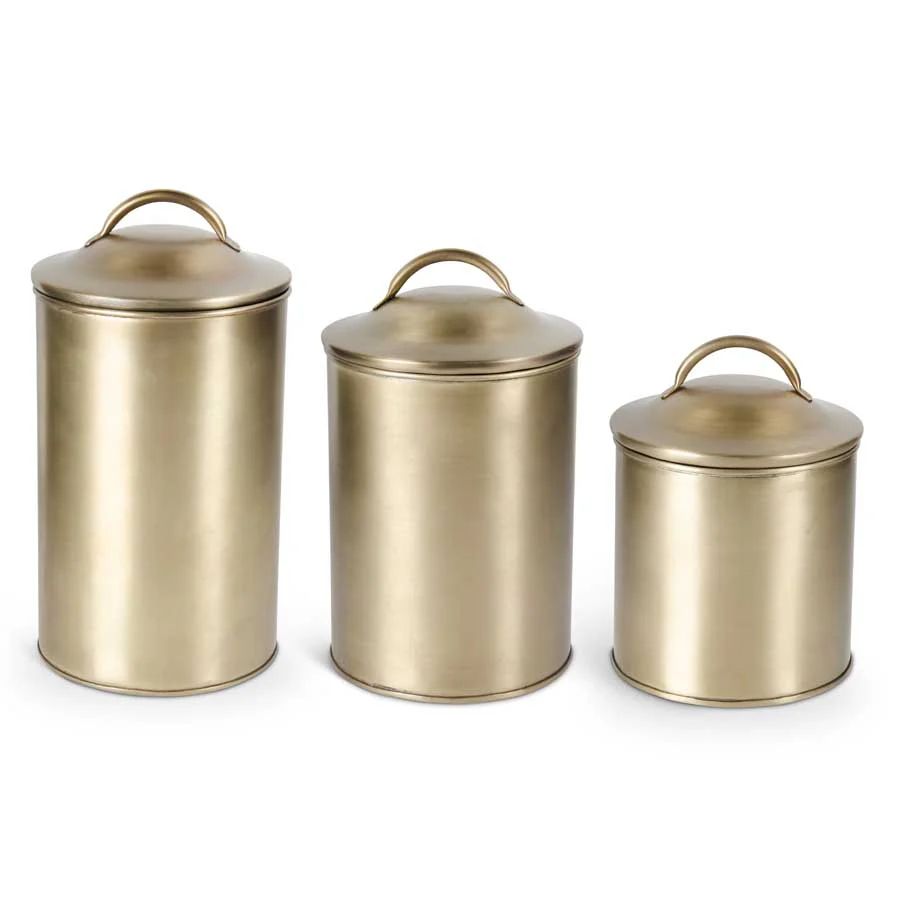 Beatrice Brushed Gold Lidded Containers | Foundation Goods