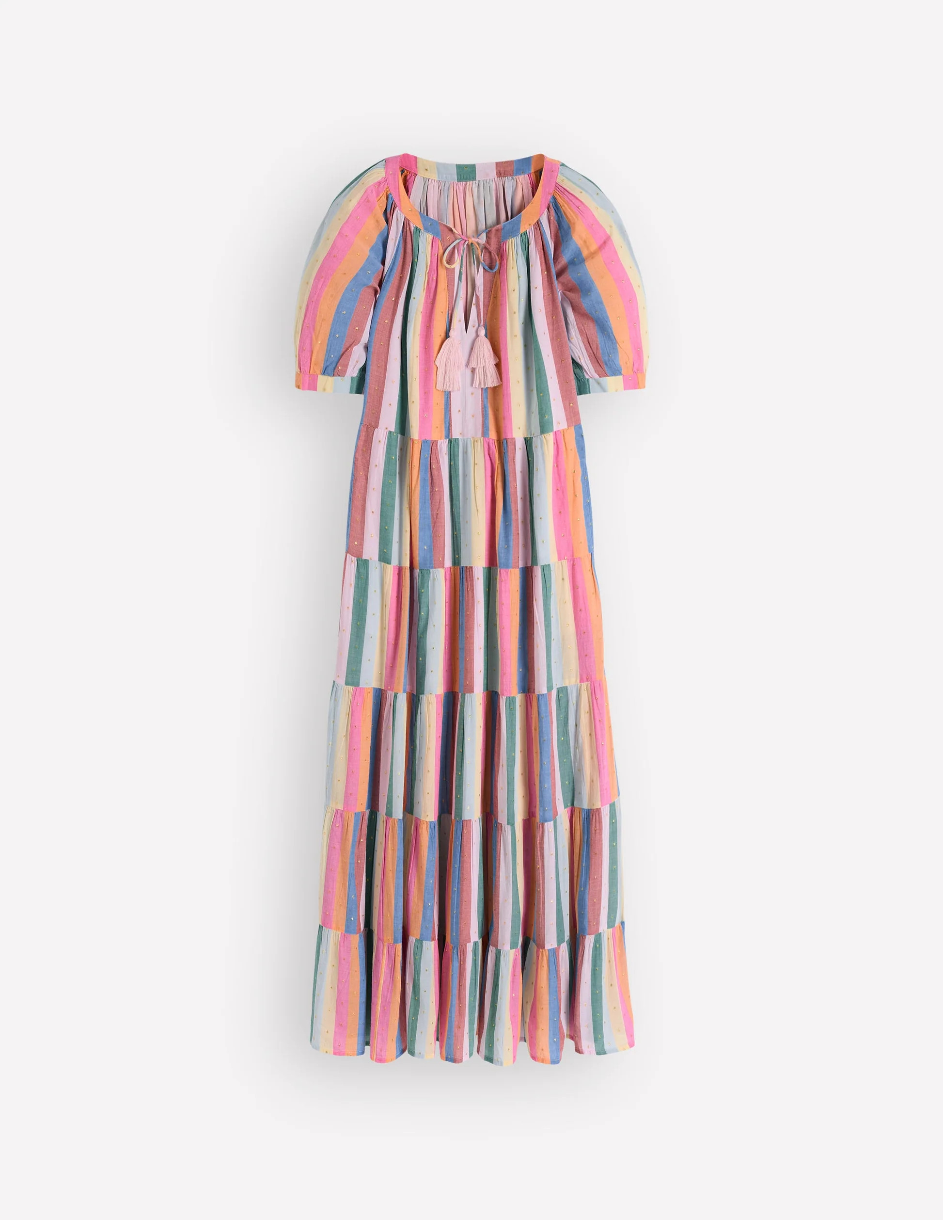 Multi Tiered Maxi Dress-Multi Clipped Stripe | Boden (US)