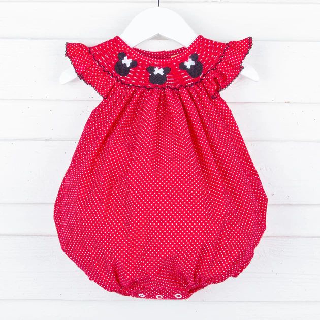 Mouse Ears Smocked Bubble Red Dot | Classic Whimsy
