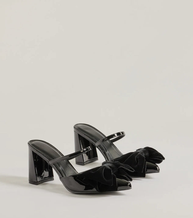 Classy Chic Bow Faux Leather Block Heels | Windsor Stores