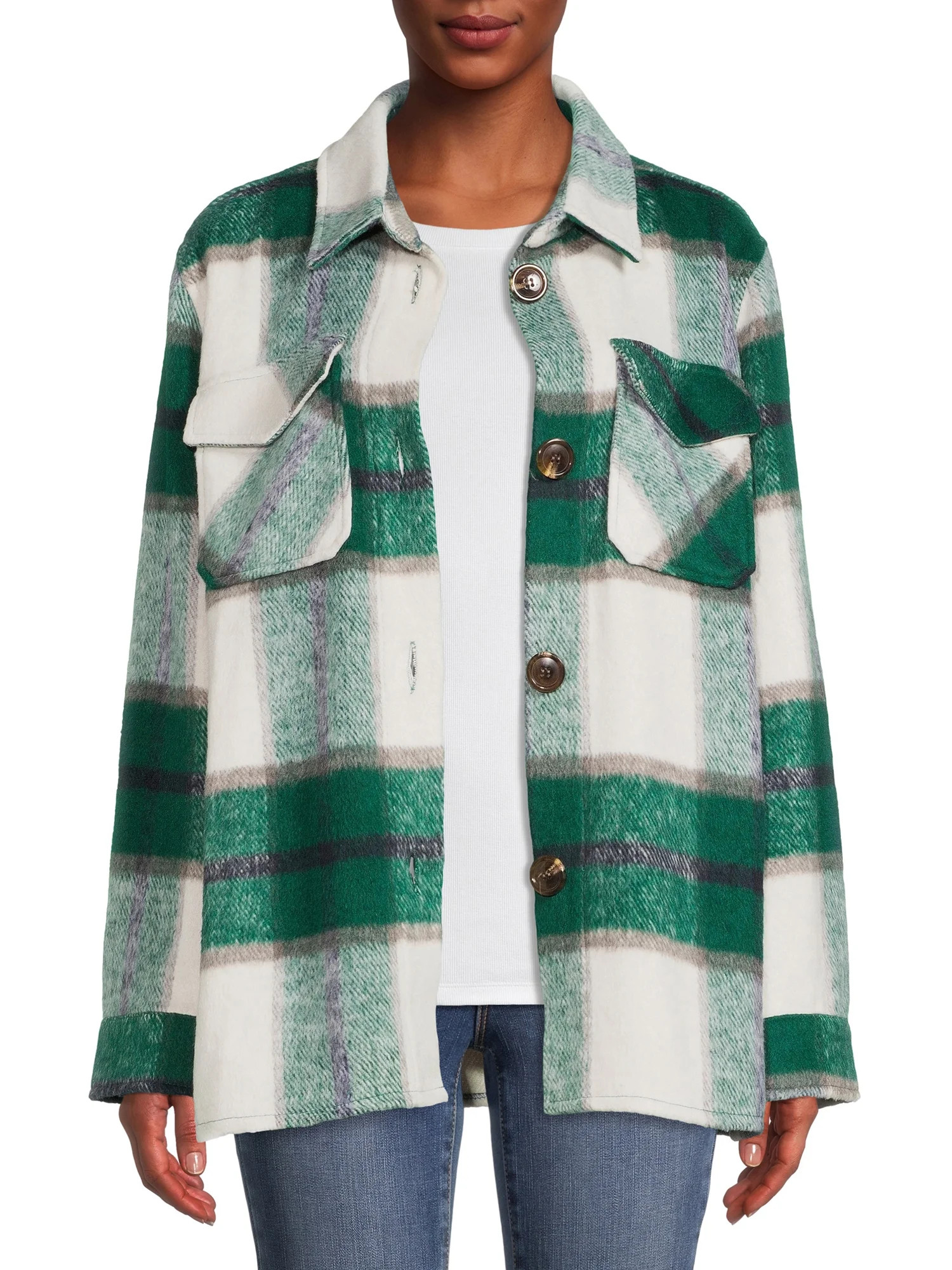 Jason Maxwell Women's Long Sleeve Relaxed Fit Plaid Fashion Jacket | Walmart (US)