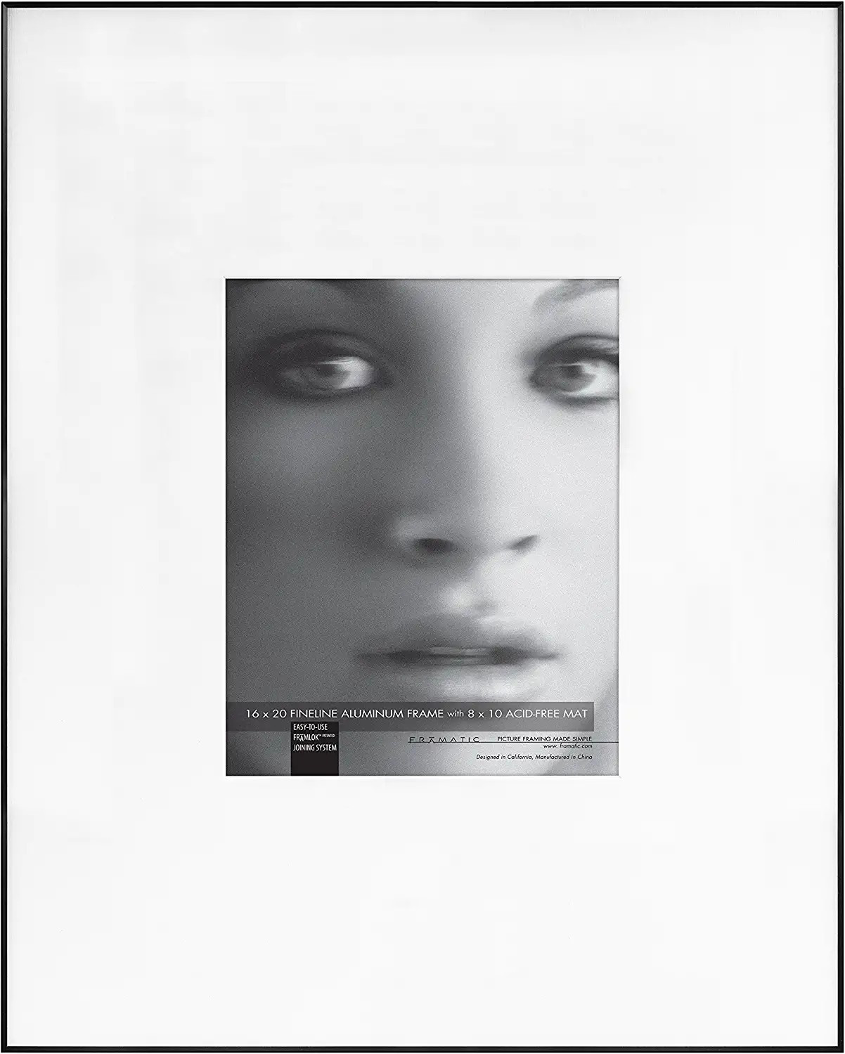 Framatic Fineline Aluminum Frame, Black, 16 x 20 in matted to 8 x 10 in, Single | Amazon (US)