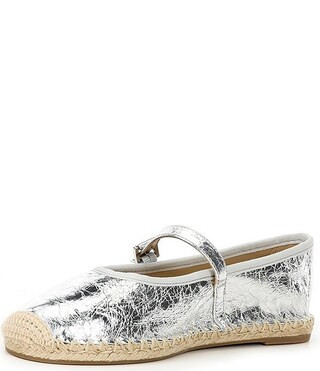 Michael Kors Lynn Metallic Crushed Leather Mary Jane Ballet Espadrilles | Dillard's | Dillard's