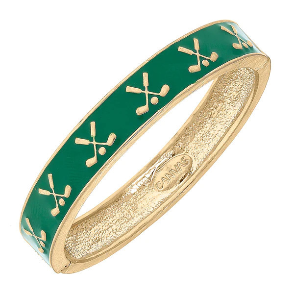 Briar Golf Club Enamel Hinge Bangle in Green | CANVAS