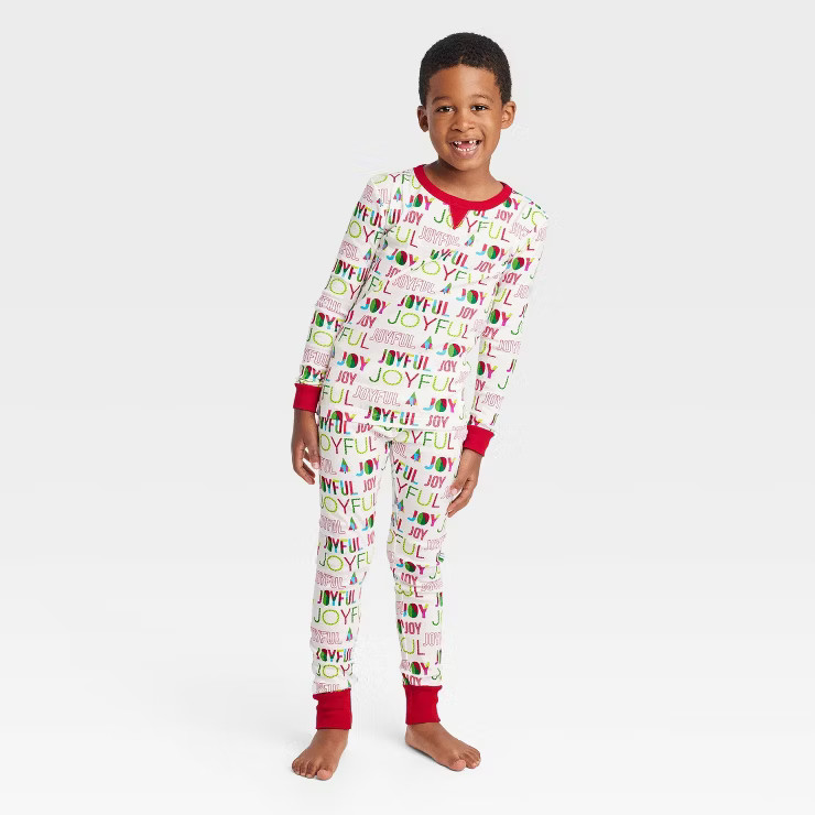 Kids' Holiday Joyful Print Matching Family Pajama Set - Wondershop™ White | Target