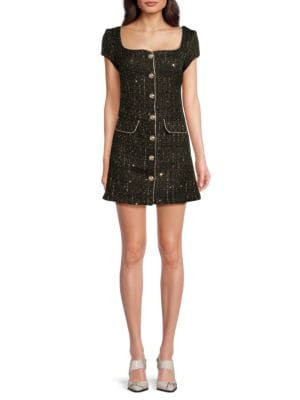 ​Tweed Button Minidress | Saks Fifth Avenue OFF 5TH