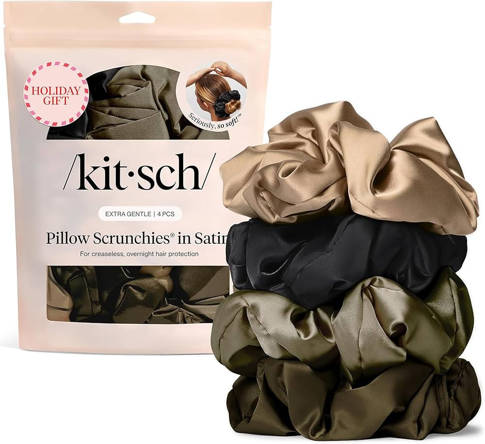 Kitsch Pillow Satin Scrunchies for Women - Hair Ties No Damage, No Crease Hair Accessories | Perf... | Amazon (US)