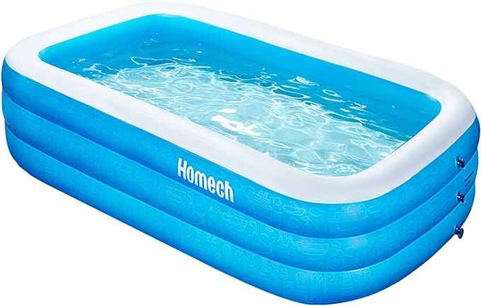 Inflatable Swimming Pool, Homech Inflatable Kiddie Pool, Full-Sized Family Lounge Pool, Family Sw... | Amazon (US)