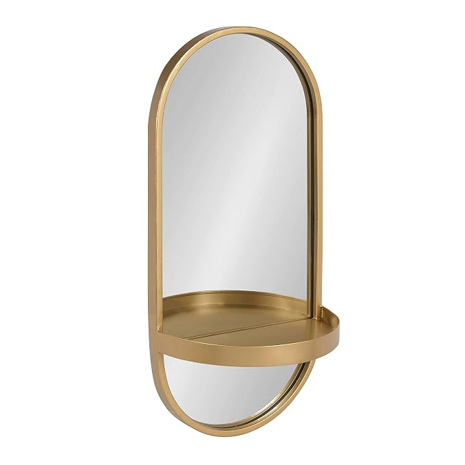 Kate and Laurel Estero Modern Metal Wall Mirror with Shelf, Gold | Amazon (US)