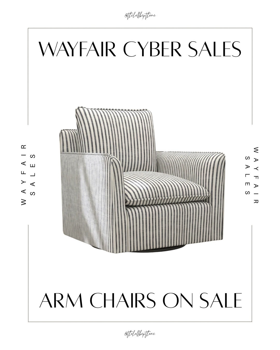 Bestselling striped swivel arm chairs and several other furniture styles on sale for cyber week! Shop your favorite home essentials during Wayfair’s Cyber Week as we roll into the holiday season! Get up to 70% off and fast shipping from 12/3-12/7 #Ad #Wayfair @Wayfair #WayfairPartner

#LTKSeasonal #LTKHome #LTKSaleAlert