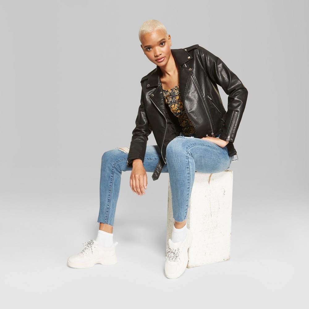 Women's Faux Leather Moto Jacket - Wild Fable Black XS | Target