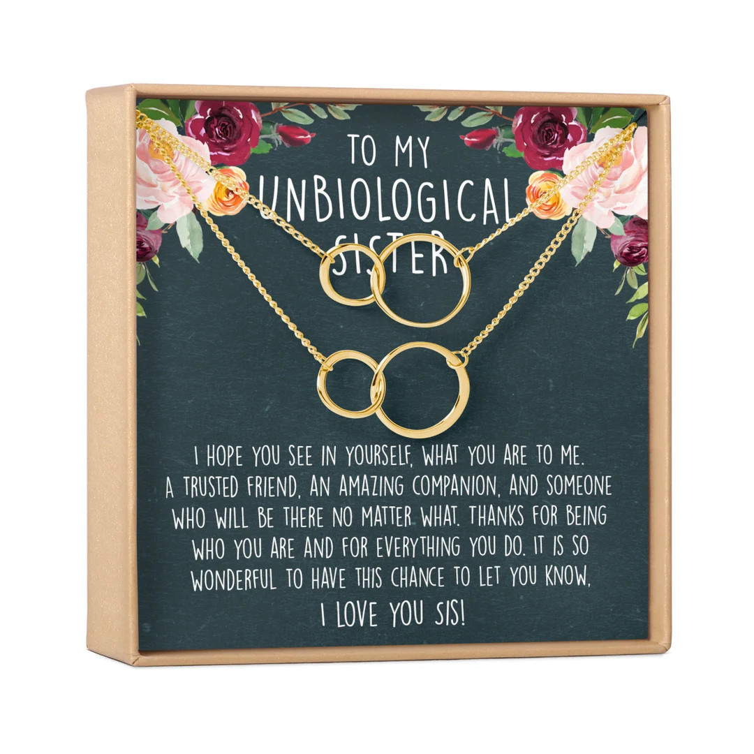 Unbiological Sister Best Friend Gift Jewelry, Long Distance, Quotes, Friends Forever, Double Circ... | Etsy (US)