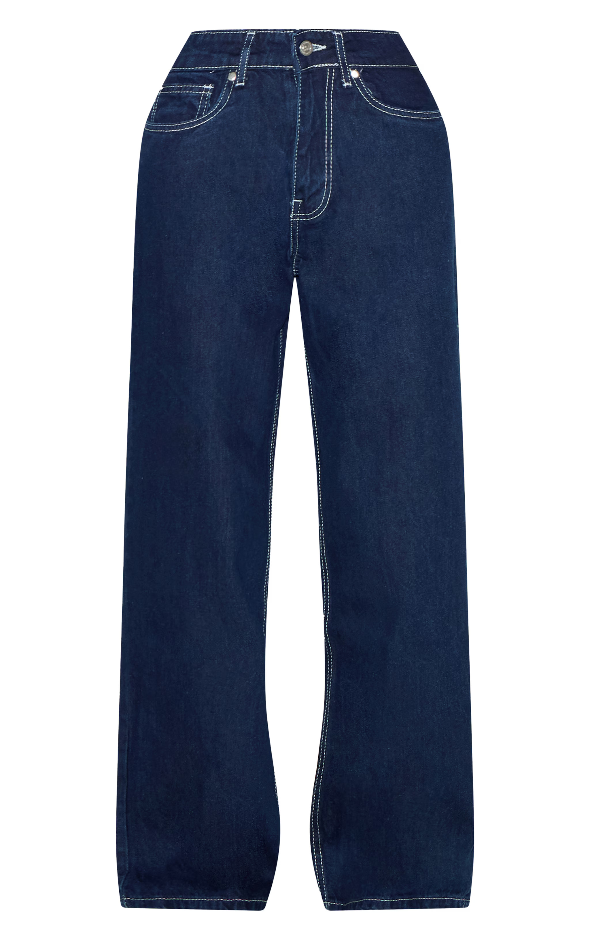 Indigo Contrast Stitch Slouchy Wide Leg Jean | PrettyLittleThing US