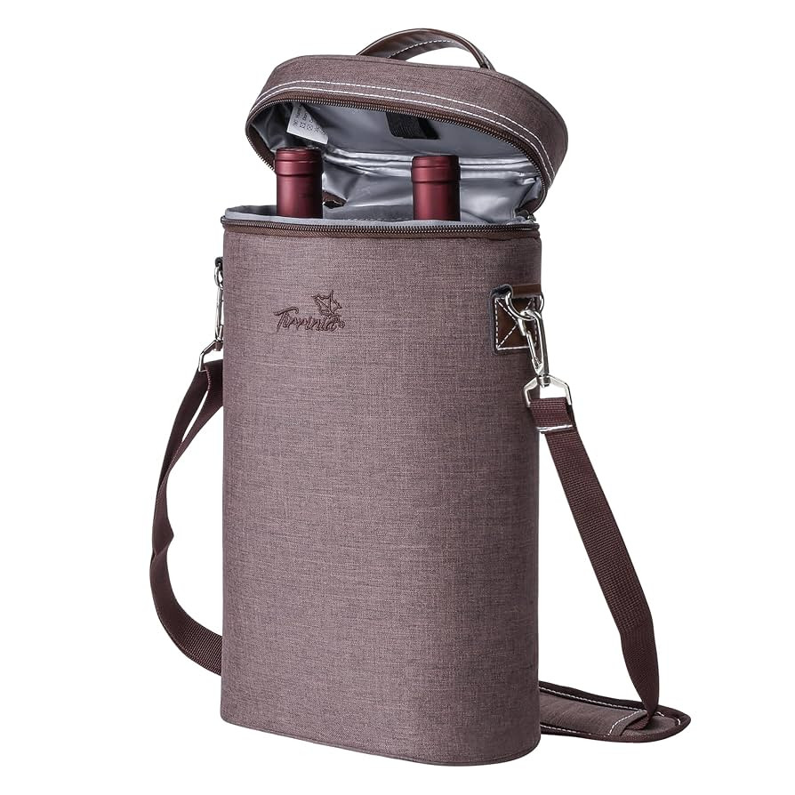 Tirrinia 2 Bottle Wine Gift Tote Carrier - Leakproof & Insulated Padded Versatile Wine Cooler Bag... | Amazon (US)