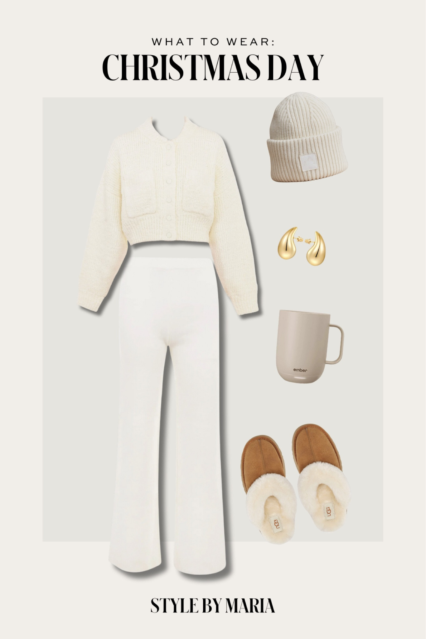 Casual Christmas outfit / loungewear
House of cb knit pants 
House of cb cardigan
Varley beanie
Ugg slippers 

#LTKGiftGuide #LTKHoliday #LTKFindsUnder100