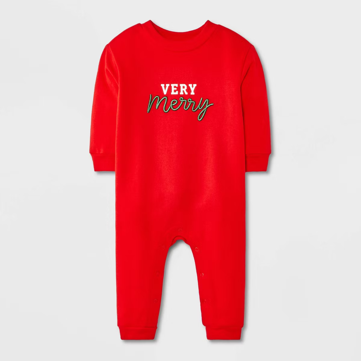 Baby Christmas Holiday Very Merry Sweatshirt Romper - Cat & Jack™ Red | Target