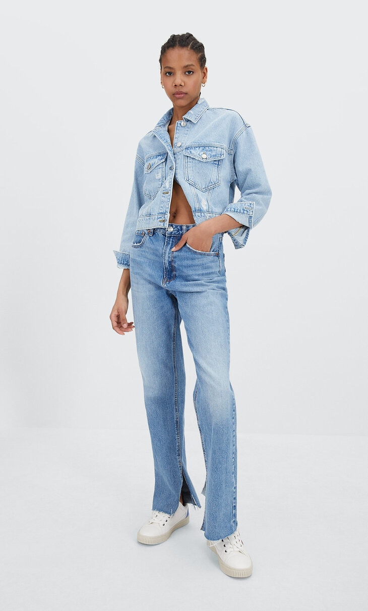 Veste en jean cropped - Mode femme | Stradivarius France | Stradivarius (FR)