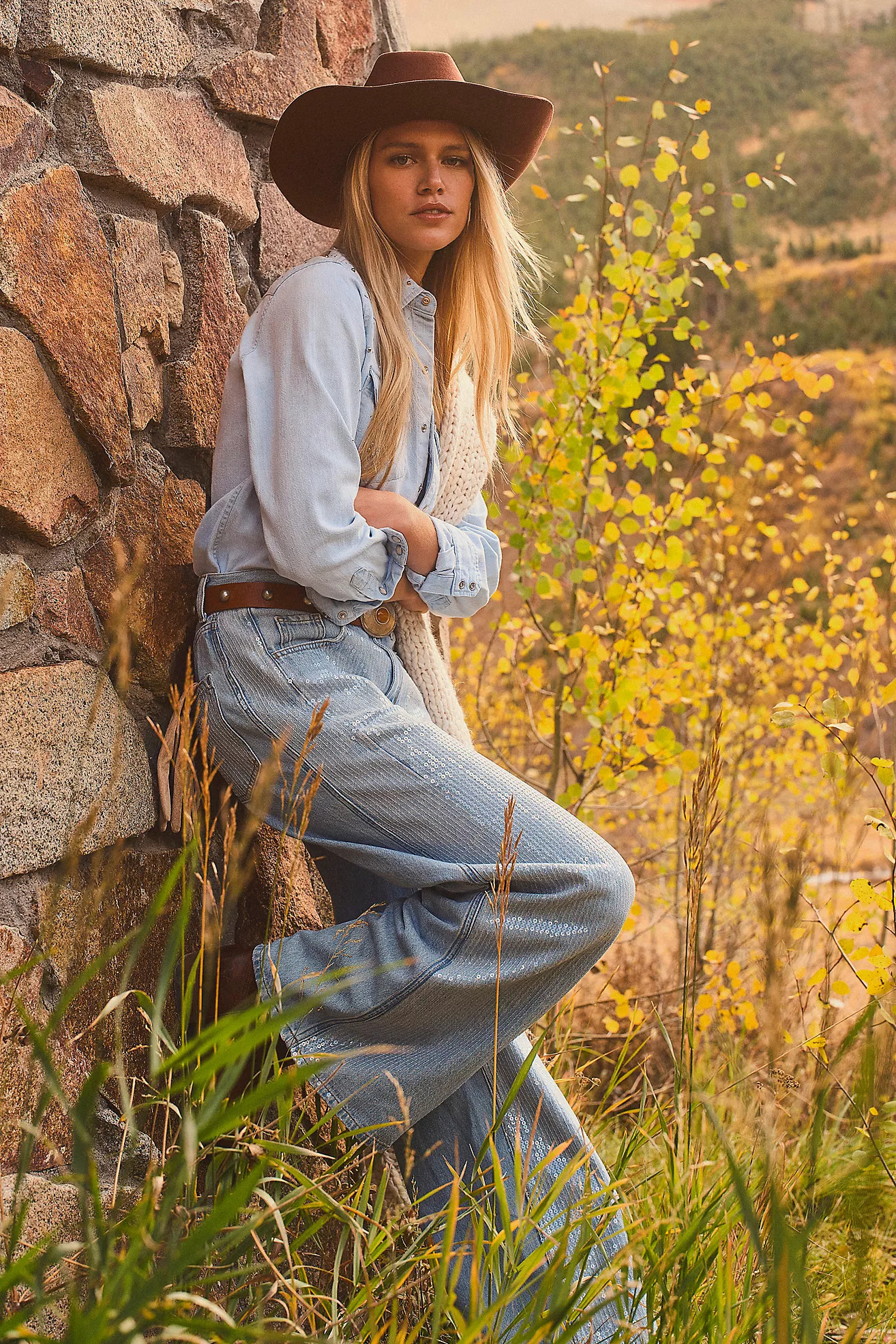 Pilcro Sequin Skater High-Rise Wide-Leg Jeans | Anthropologie (US)