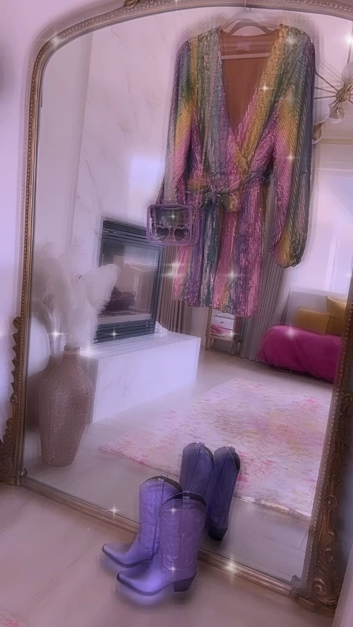 my rainbow sequin dress and metallic lilac cowboy boots for the Taylor Swift Eras Tour concert! wearing size xl in dress and size 9 in boots 

#LTKshoecrush #LTKcurves #LTKSeasonal