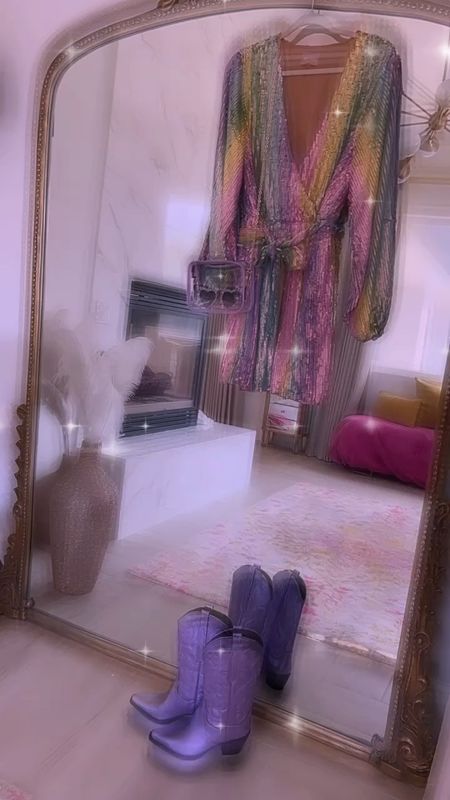 my rainbow sequin dress and metallic lilac cowboy boots for the Taylor Swift Eras Tour concert! wearing size xl in dress and size 9 in boots 

#LTKshoecrush #LTKcurves #LTKSeasonal