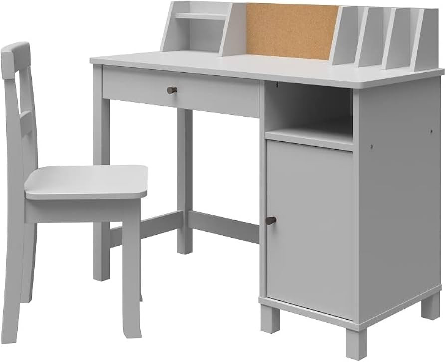 Little Seeds Abigail Kids Desk with Chair, Dove Gray | Amazon (US)