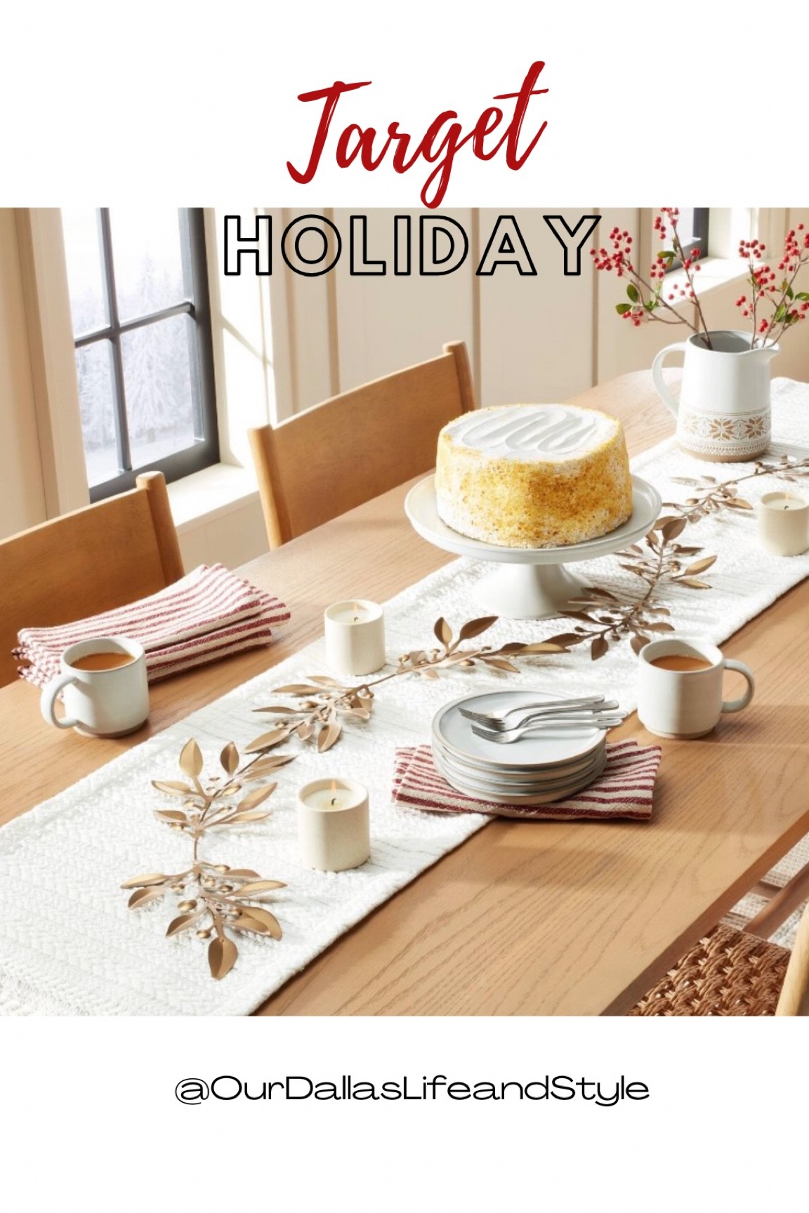 Target does it again with these beautiful and timeless Christmas table decor pieces  


Christmas tablescape, white runner, holiday decor, simple table, pitcher, cake platter, red and white napkins, cake stand

#LTKhome #LTKSeasonal #LTKHoliday