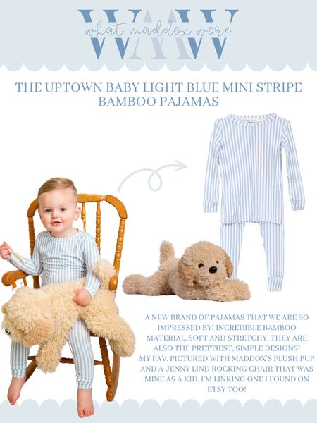WMW - what Maddox wore 🤍 The Uptown Baby Light Blue Mini Stripe Bamboo Pajamas 

#LTKfamily #LTKkids #LTKbaby