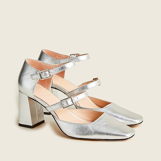 Marta double-strap pumps in metalilc | J. Crew US