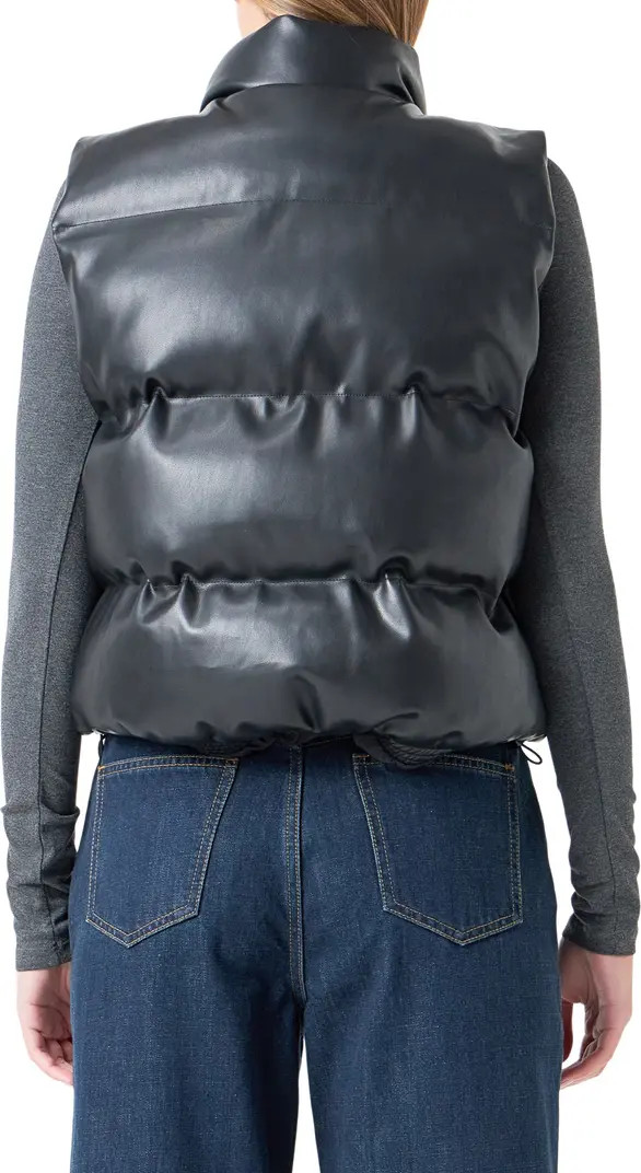 Faux Leather Crop Puffer Vest | Nordstrom