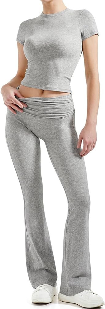 SUUKSESS Women 2 Piece Lounge Sets Going Out Y2K Foldover Pants Matching Pajamas | Amazon (US)