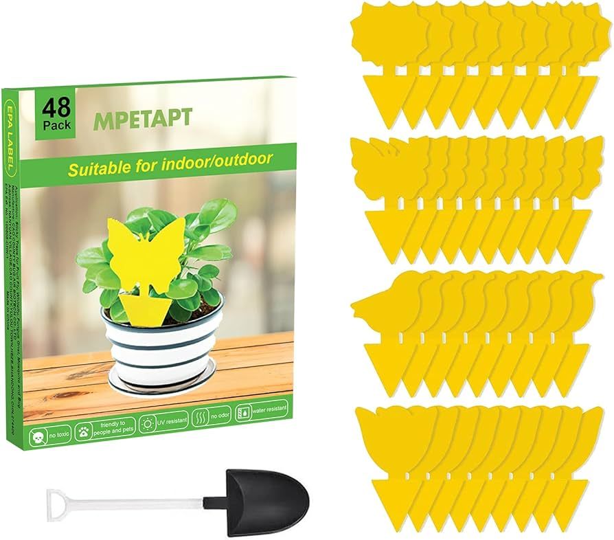 48 Pcs Sticky Traps for Fruit Fly, Whitefly, Fungus Gnat, Mosquito and Bug, Yellow Plant Sticky I... | Amazon (US)