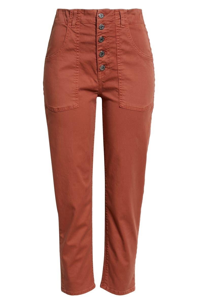 Arya Exposed Button Crop Straight Leg Jeans | Nordstrom