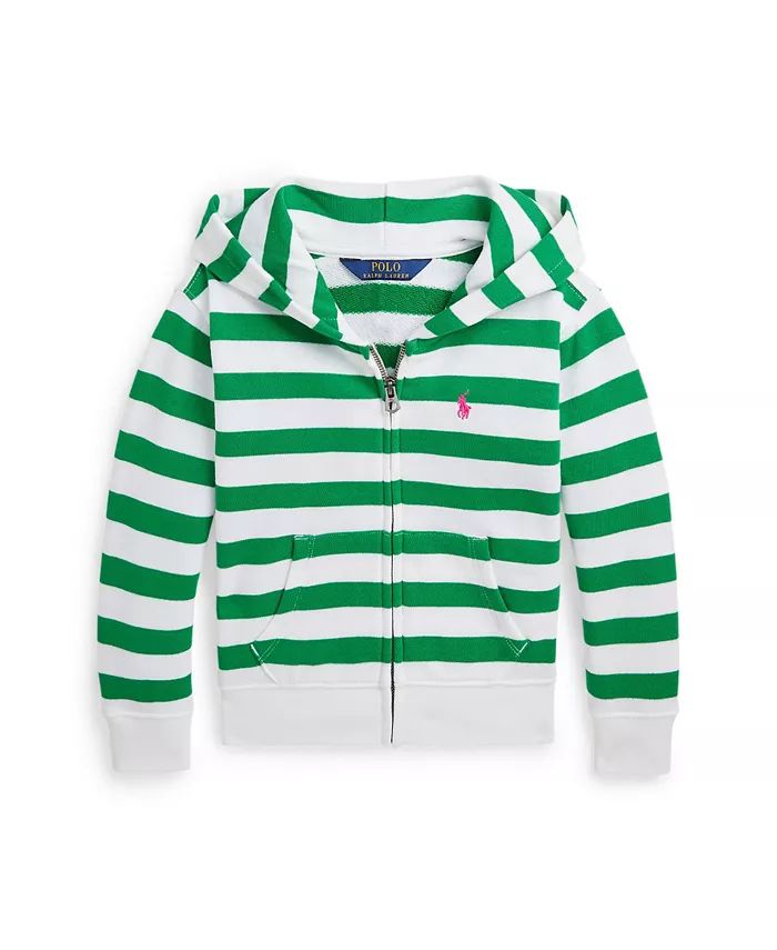 Toddler and Little Girls Striped Logo Terry Full-Zip Hooded Sweatshirt | Macy's
